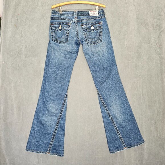 Vtg True Religion Denim Joey Low Rise Flare Jeans Twisted Seam Womens 27 A5-2 - Picture 8 of 10